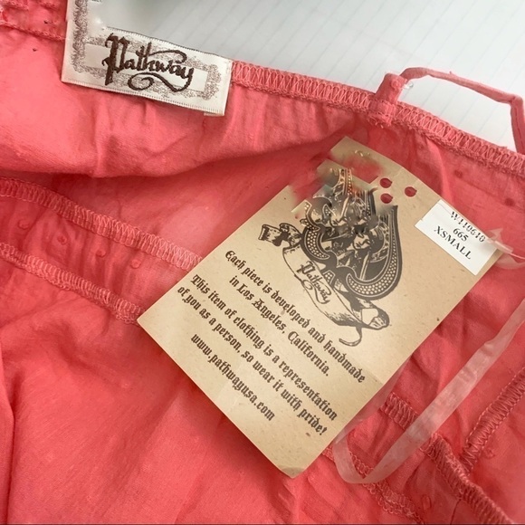 New-pathway LA Boutique Brand, Swiss Dot Cotton, Strappy Front Tie Camisole Top - Picture 9 of 9